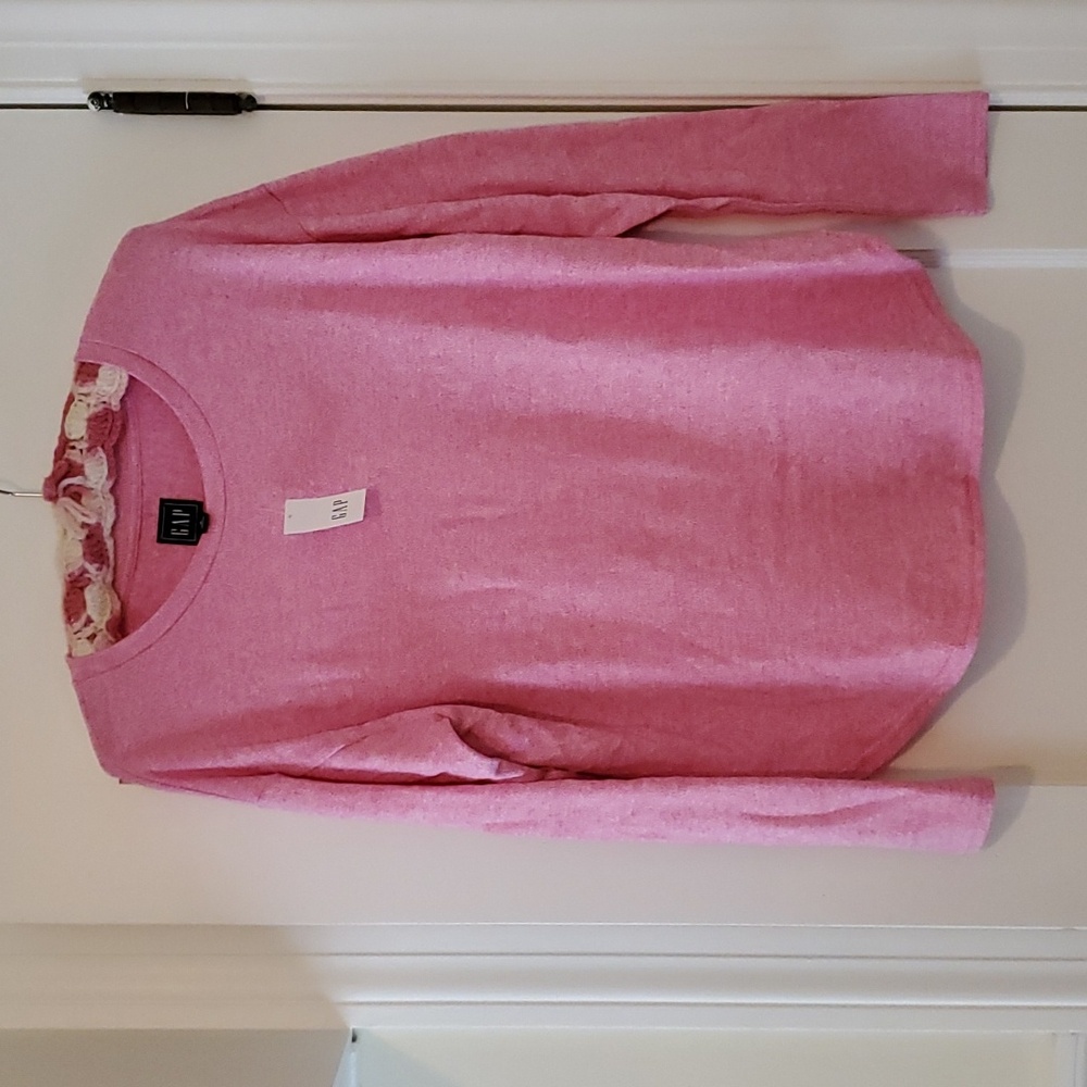 NWT Pink White Slide Slit Long Sleeve Top for After Exercise/Yoga/Relaxation